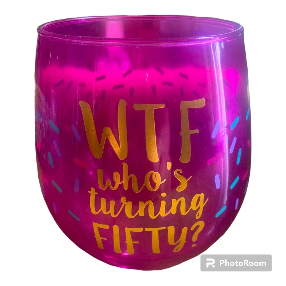 Stemless Wine Glass for 50th Birthday. Still in original box. Never Used.